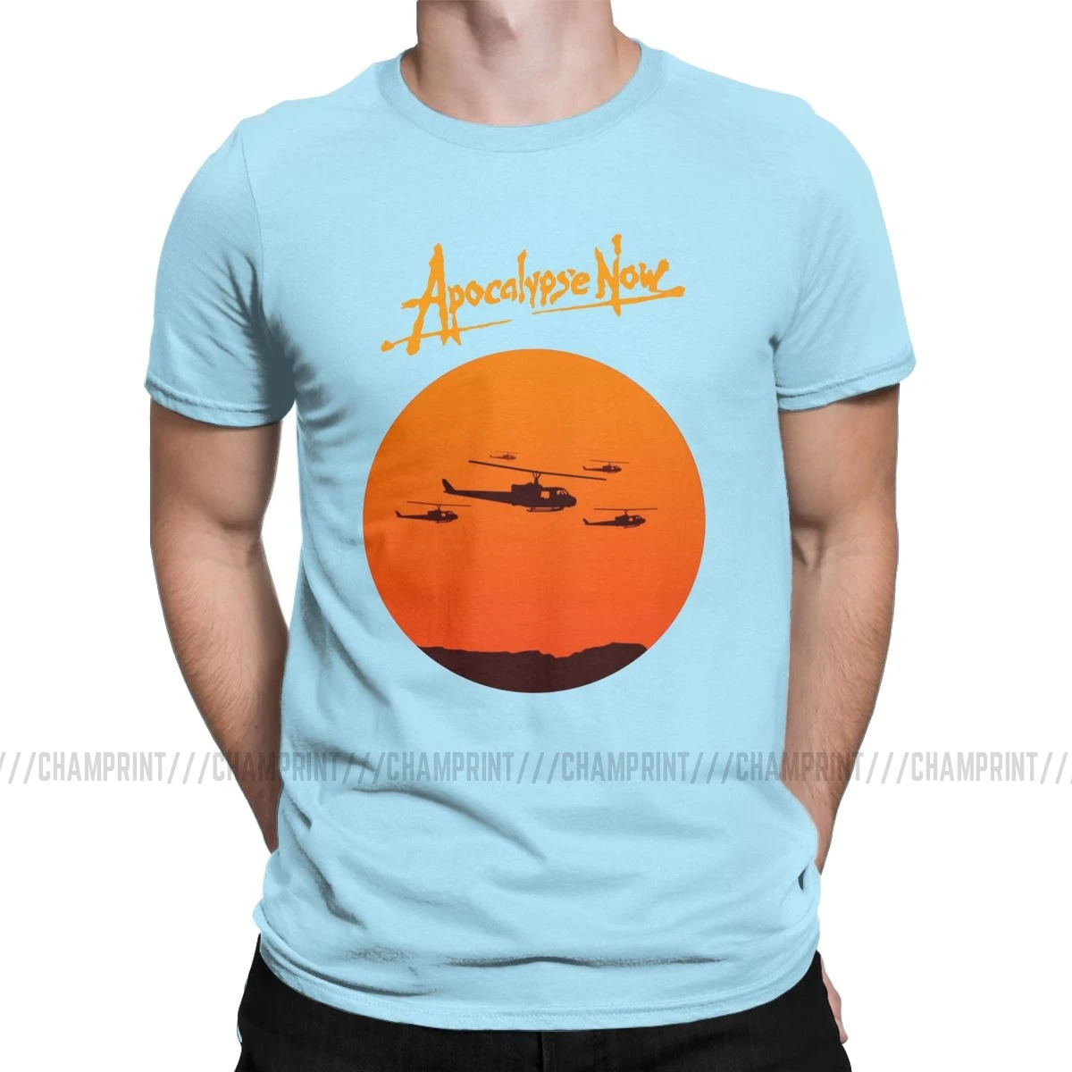 Забавная футболка «Apocalypse Now Vietnam War», мужские хлопковые футболки с круглым вырезом, футболка с коротким рукавом, Новое поступление, одежда - Цвет: Небесно-голубой