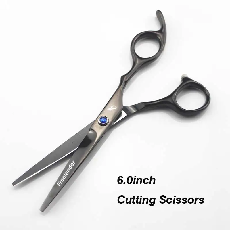 6.0inch professional scissors dog pet grooming polishing tool animal hair Cutting Scissors and Double tail curved scissors - Color: Black Cutting
