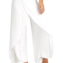 Женские пляжные брюки цыганский Бохо-стиль хиппи женские широкие эластичные брюки плюс размер свободные белые шелковые женские танцевальные брюки