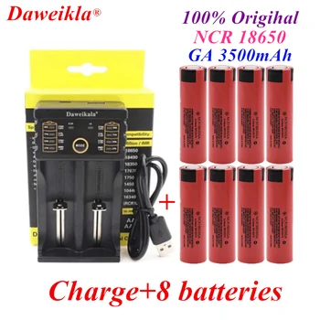 

18650 GA 3.7v 3500mah100% New Original Lithium Rechargeable Battery For battery pack power tool Flashlight batteries +charger