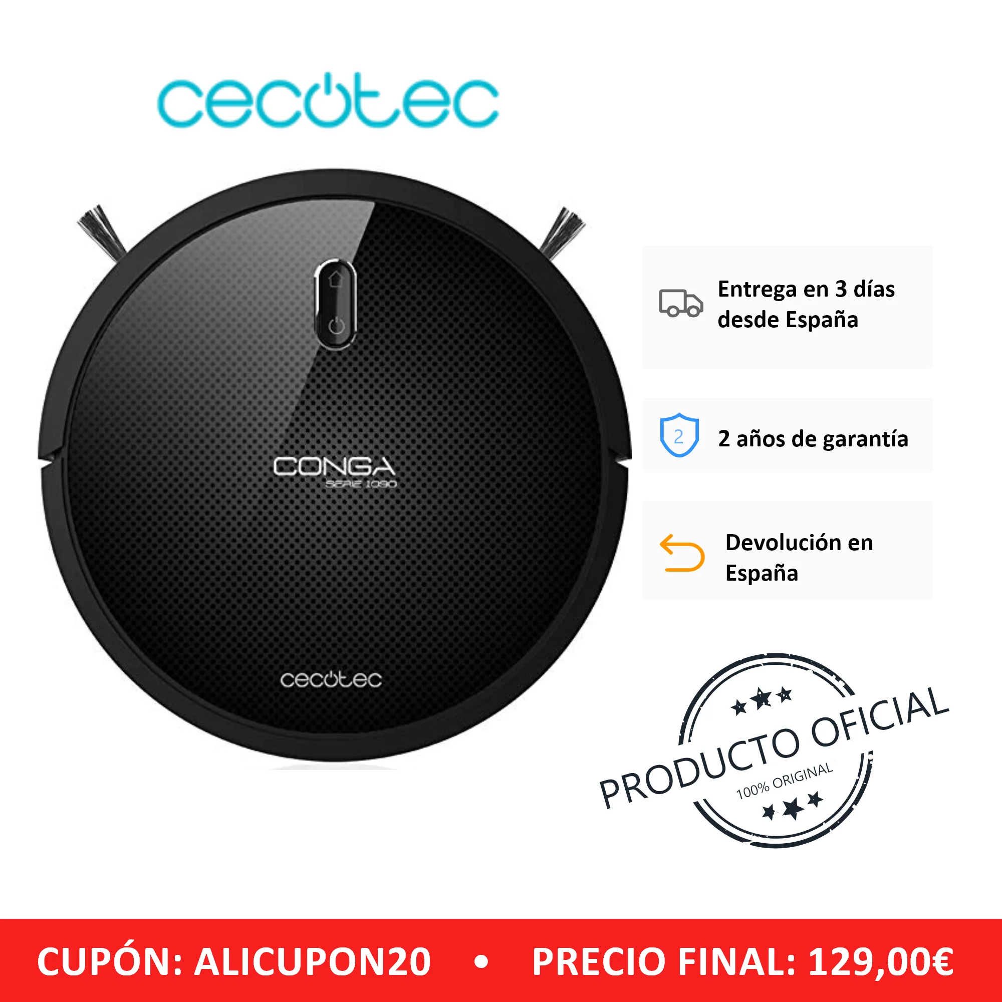 Cecotec Robot Aspirador Conga 1099 Connected. App. Aspira, Barre, Friega Y  Pasa La Mopa. Alexa Y Google Home. Cepillo Especial M - Vacuum Cleaners -  AliExpress