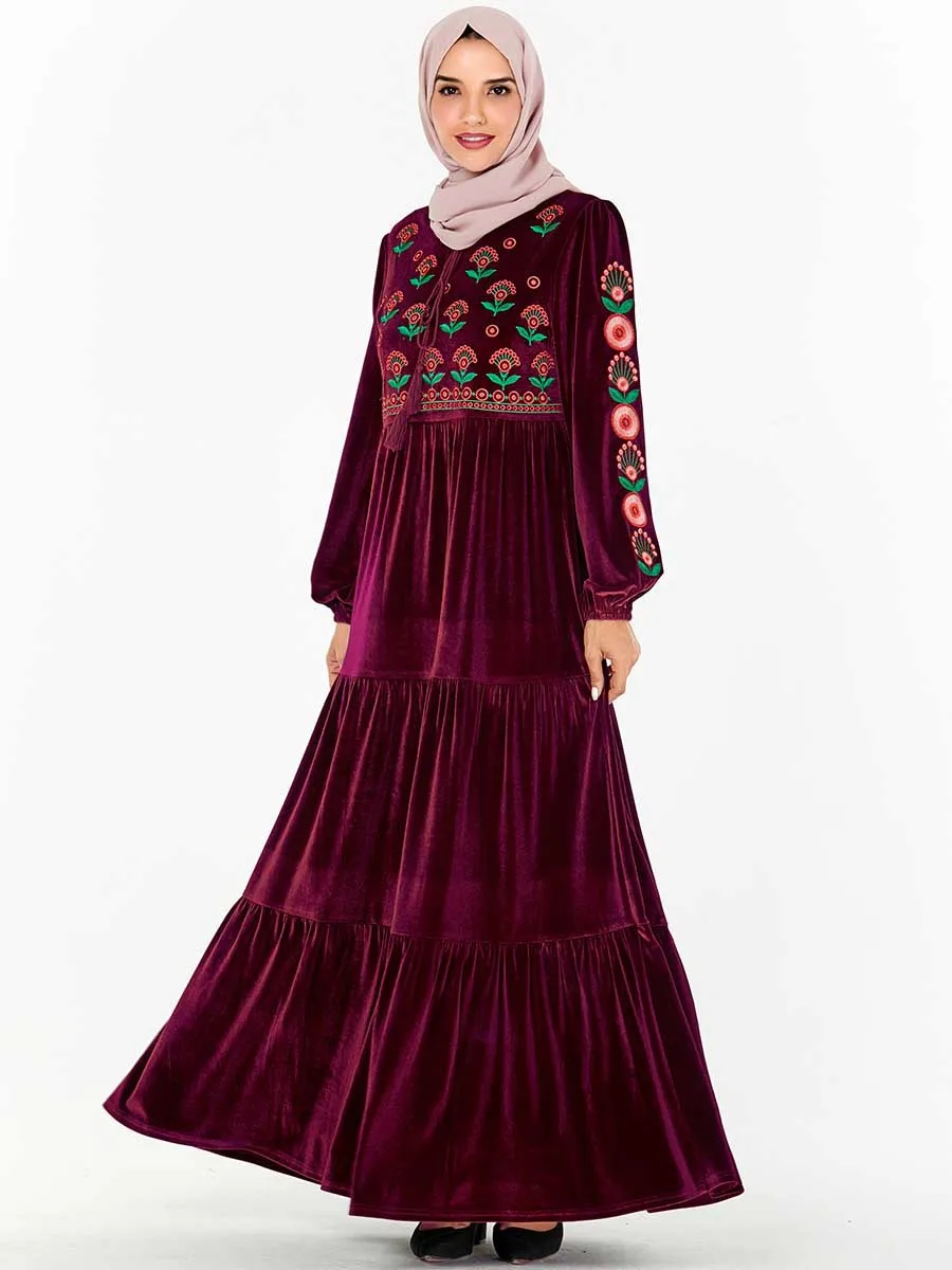 Элегантное мусульманское платье макси абайя хиджаб с вышивкой Vestidos кардиган-кимоно длинные халаты Jubah Ближний Восток Eid Рамадан исламский
