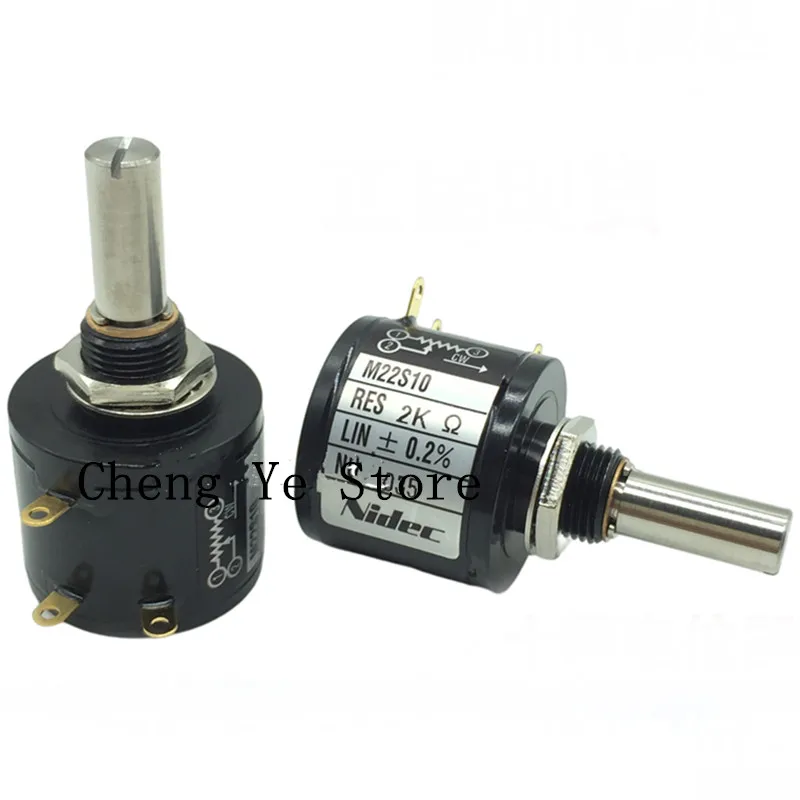 NEW NIDEC COPAL M22S10 1K 2K 0.2% multi-turn wirewound potentiometer Silver Label printer potentiometer 10 laps