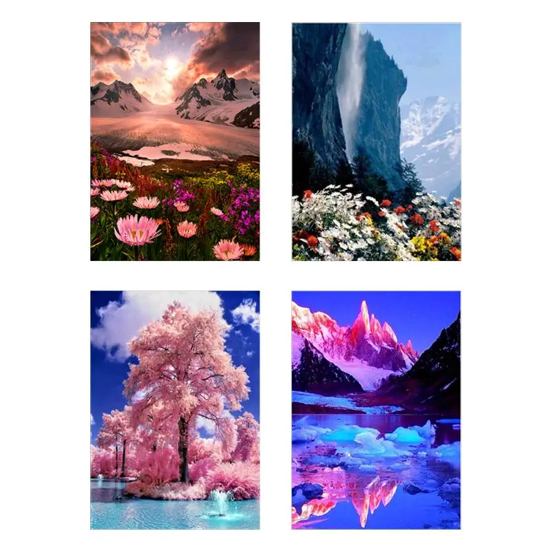 

4 Set Landscape 5d Diamond Painting Kits For Adult Full Drill Paint With Diamond Q6PE