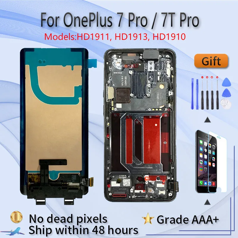 Для OnePlus 7 Pro 8 7T AMOLED Оригинальный ЖК-экран в сборе и передний Чехол Инструменты для