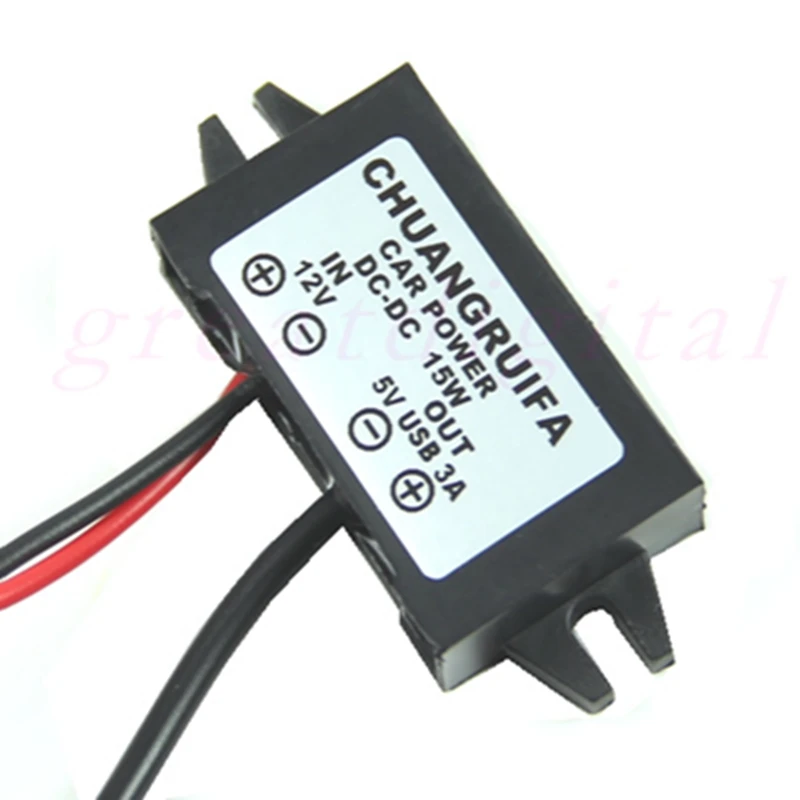 

1PC DC 12V to 5V 3A 15W Waterproof DC Converter Mini USB Car Power Adapter
