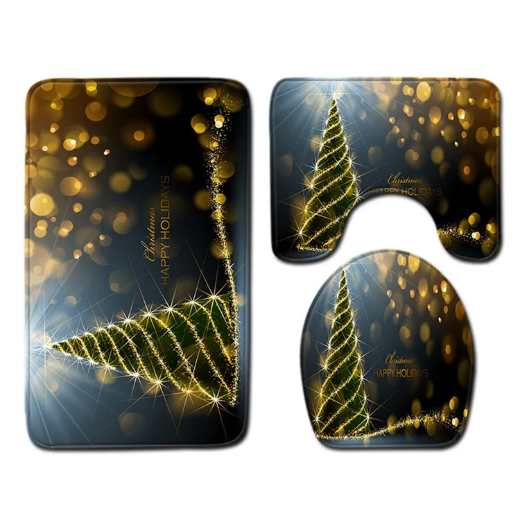 Free Shipping 3Pcs/set Color Natal Tree Bathroom Carpet Set Dywaniki Lazienkow Bath Mats Rug Tapete Banheiro Tapis Salle De Bain