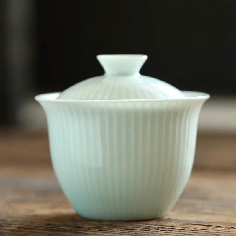 Современные нефритовые глиняные тени зеленый кунг-фу Gaiwan керамическая чашка для