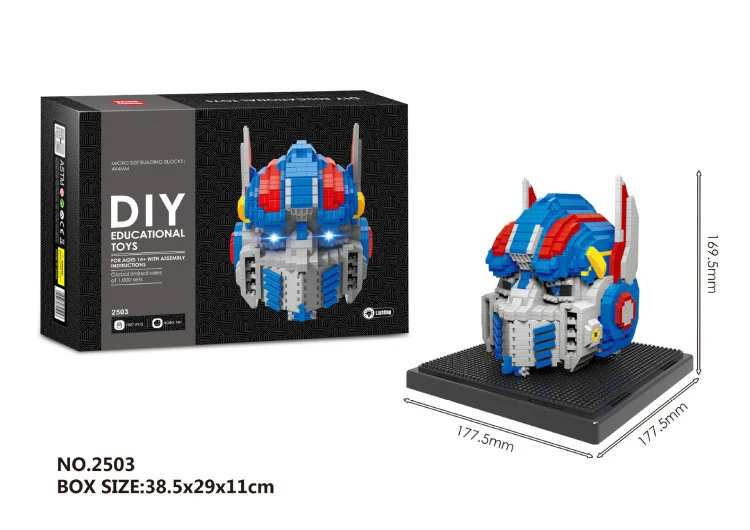Hot super Transformation robot war head image model nanobrick Bumble bee micro diamond building block toy with light collection