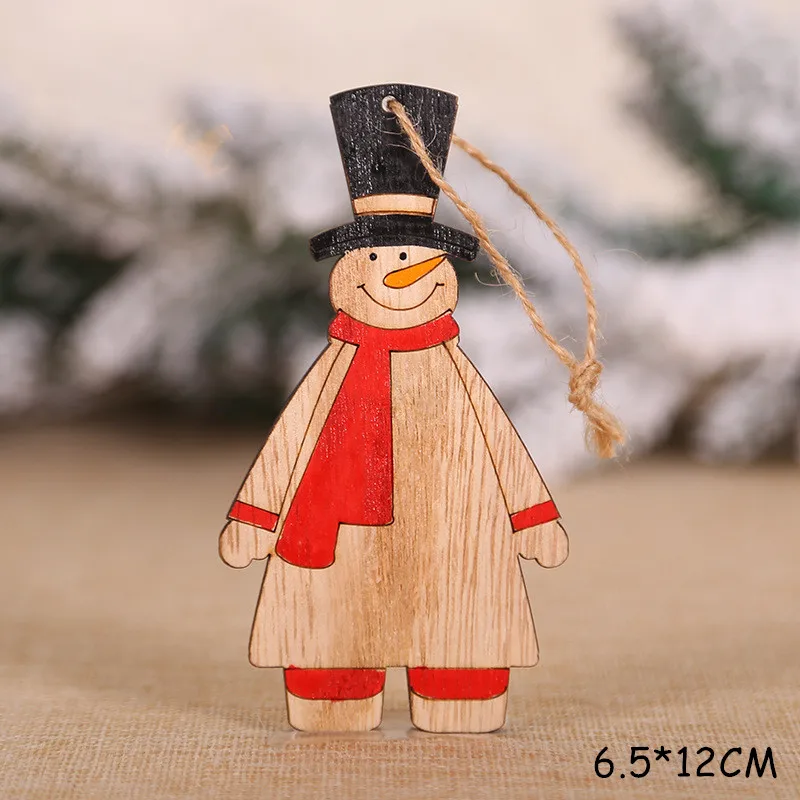 Новогодняя натуральная Деревянная Рождественская елка орнамент деревянный кулон Рождественский подарок Noel Рождественское украшение для дома Navidad Deco - Цвет: Snowman