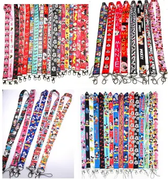 

New 30pcs cartoon mixed mickey minnie Neck Strap Lanyards Badge Holder Rope Pendant Key Chain Accessorie