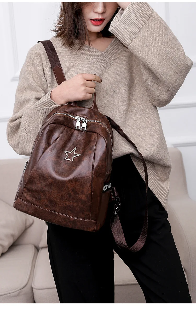Vintage School Bags For Teenagers Teenage Girls Mochila Feminina Backpacks Leather Women Backpack Girl Schoolbag Bagpack
