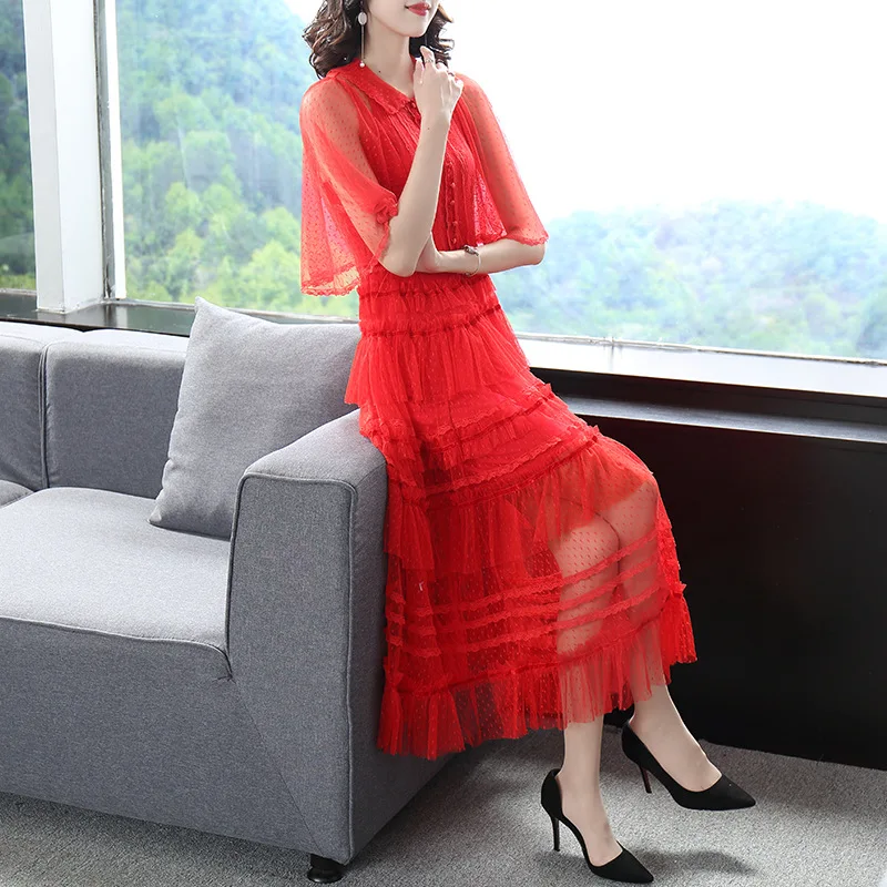 Summer Dress Set Women Fashion New Hot Sale Clothes Vestidos high quality Red White Ladies Dresses 2 pieces S-XL