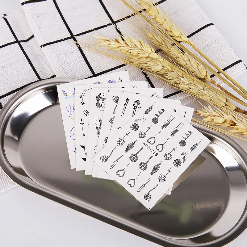 5 шт. переводные наклейки для ногтей с черными цветами|Стикеры и наклейки| |