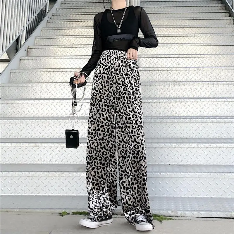 

Vintage Pants for Women Leopard Print High Waisted Pants Loose Casual Wide Leg Pant Women Straight Trousers Women