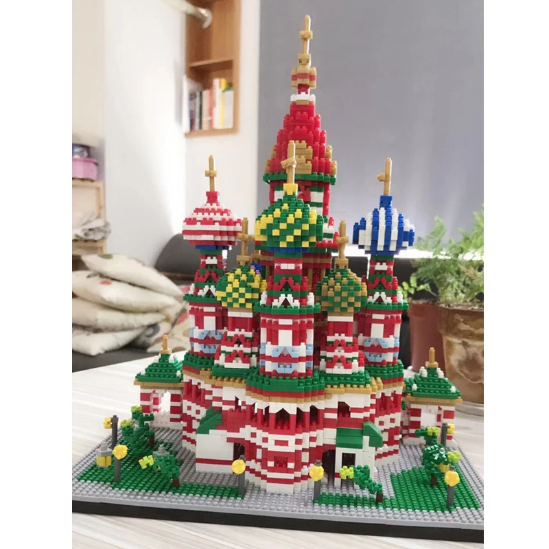 Мировая архитектура Соборная церковь Василия Блаженного DIY 3D модель Мини Маленькие блоки кирпичи алмазные строительные игрушки для детей без коробки