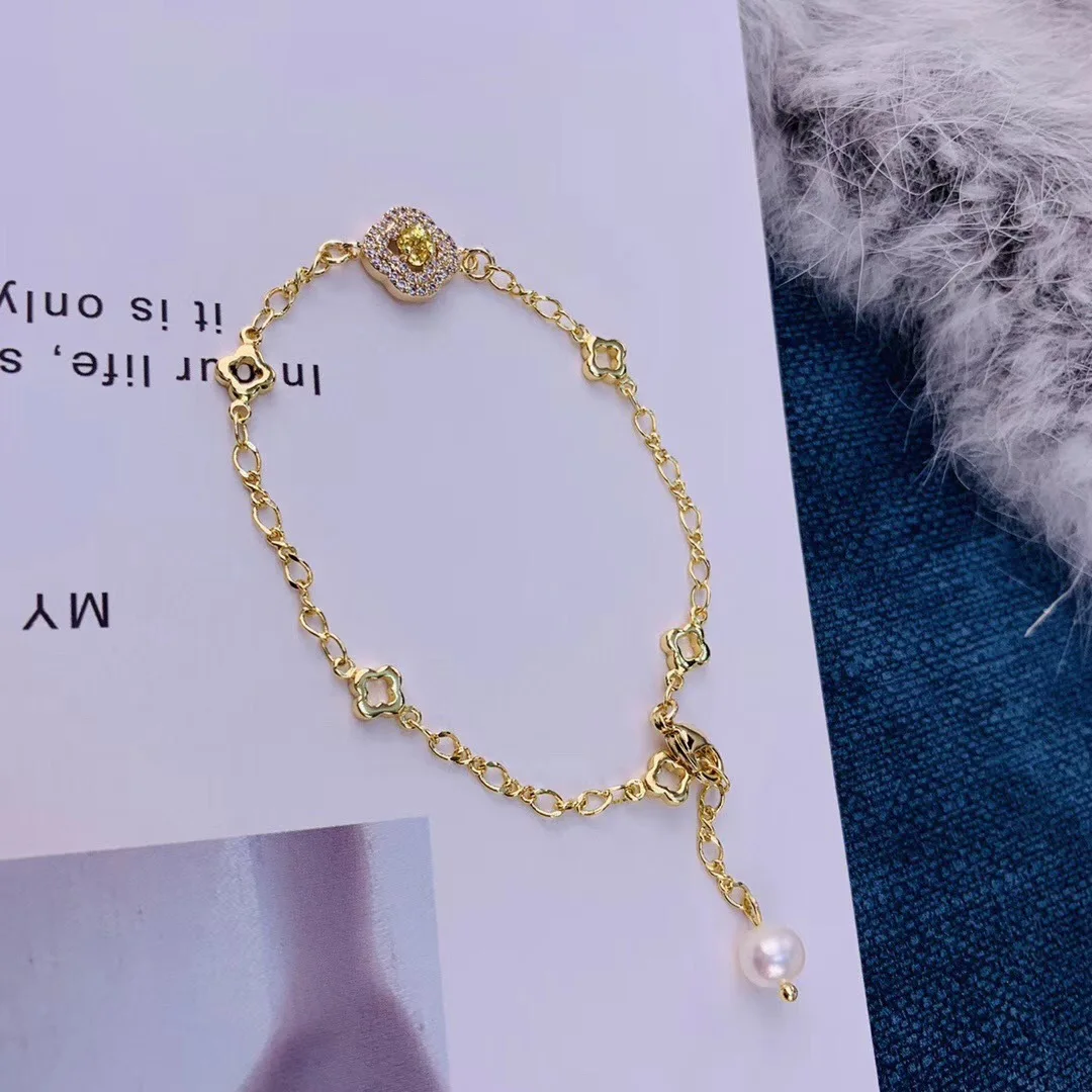 

Butterfly Home Syss5c5aji Online Celebrity-14k Gold Clover Bracelet with 6-7 near round Glare Virgine Pearl