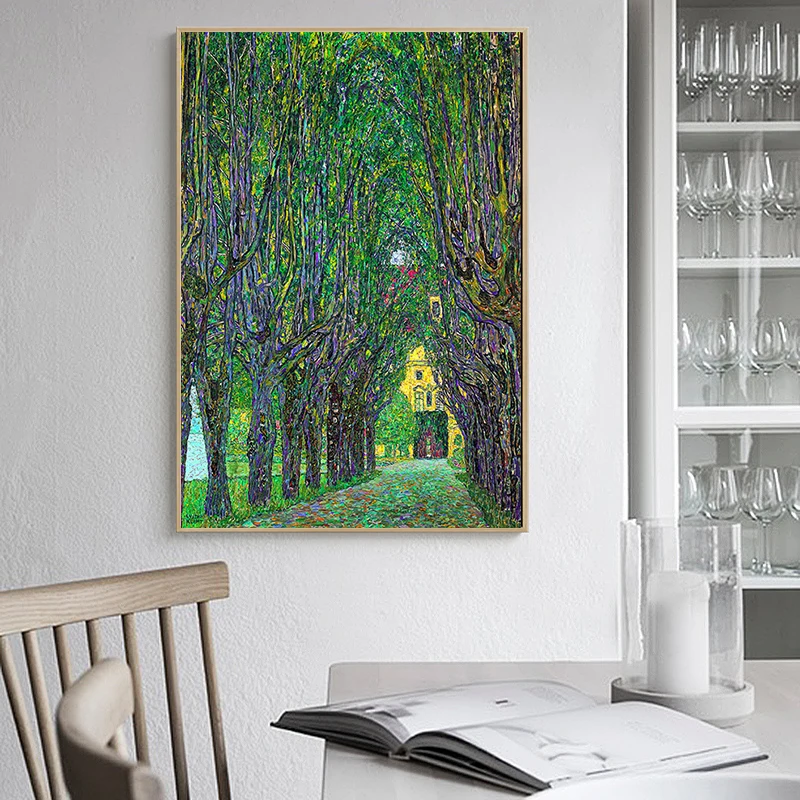 

Avenue in the Open Castle Park Klimt Austria Vienna Kraft Posters Canvas Painting Coated Wall Stickers Bar Home Decoration Gift