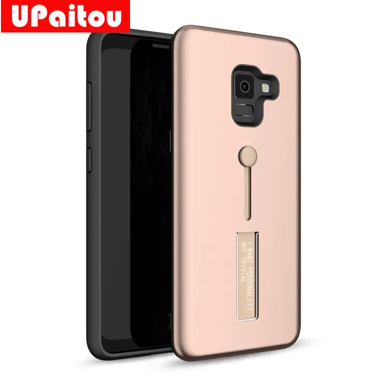 UPaitou Shockproof Case for Samsung Galaxy A9 A8 A7 A6 Plus A5 2018 Metal Ring Stand Rubber Back Cover A530 A730 A750 |