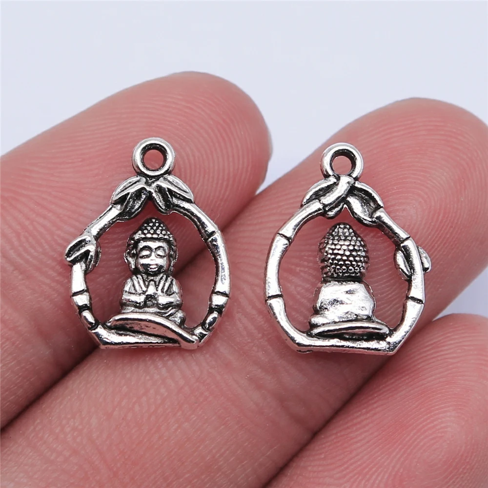 200pcs 16x12mm Antique Silver Color Buddha Charms For Jewelry Making