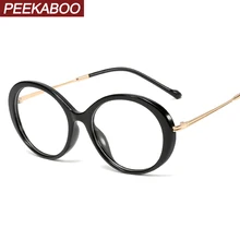 Peekaboo черные овальные очки для женщин аксессуары очки женские полуметаллический красный синий леопард Ретро очки Оптические прозрачные линзы