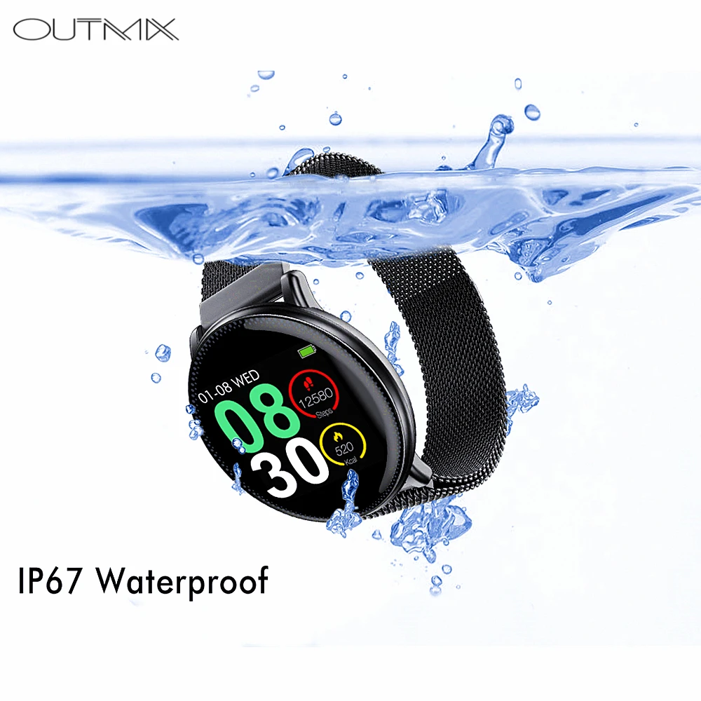 Умные часы OUTMIX Uwatch2 для Android IOS 1,33 'полный сенсорный экран IP67 25 дней в режиме ожидания 7 спортивных режимов полный металлический корпус