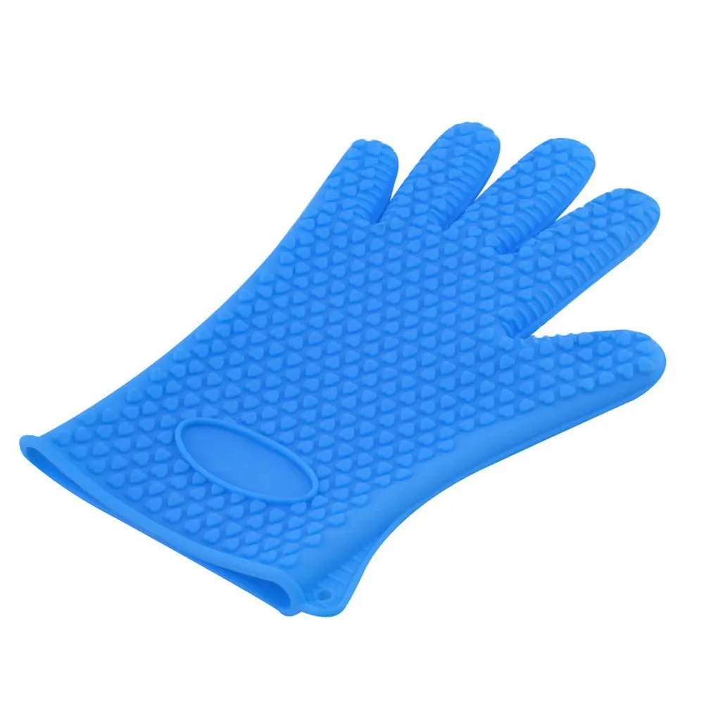 1 pc Kitchen Microwave Mitt Insulated Oven Heat Resistant Silicone Glove Oven Pot Holder Baking BBQ Cooking Non-slip Tool Kitc - Цвет: Blue