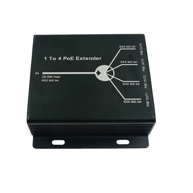 4 Port IEEE802.3at 25.5W PoE Extender / Repeater for IP camera Extend 120m transmission distance with 10/100M LAN ports