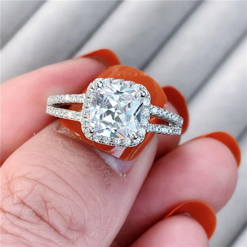 Vecalon, кольцо ручной работы, Настоящее серебро 925 пробы, 2ct, AAAAA Cz, обручальное кольцо, кольца для женщин, свадебные ювелирные изделия