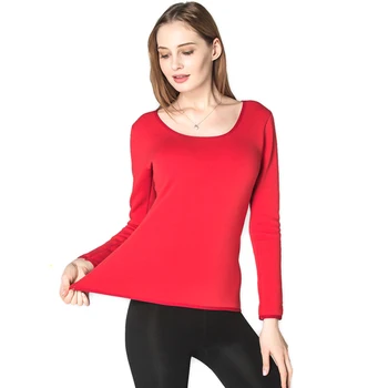 

Winter Thick Women Long Sleeve Crew Neck Pullover Slim Thermals Underwear Top Slims Fit Elastic Comfortable Wear Warm Thermals