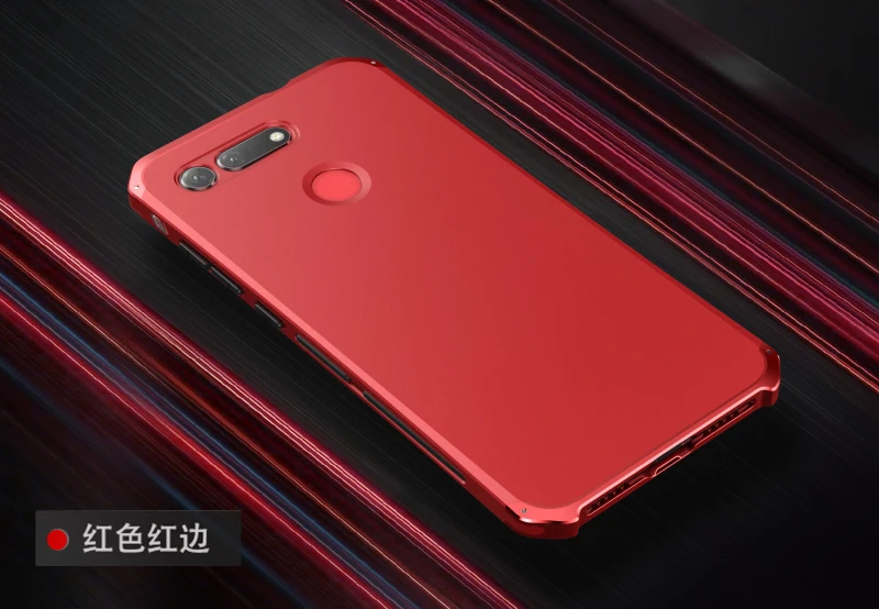 Red Red Side Текстурированный противоударный металлический каркас Пластиковая Задняя панель для huawei Honor V20 алюминиевый сплав для Honor V20 мобильный бампер чехол - Цвет: Red Red Side