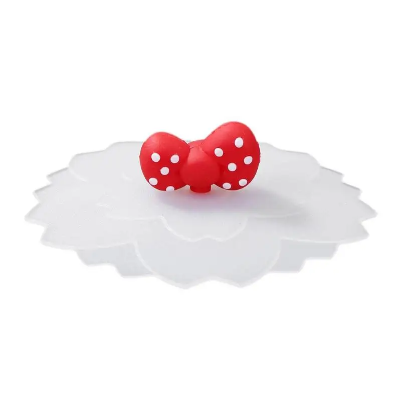Red Bow Милая Крышка для питьевой воды, силиконовая крышка для чаши против пыли, крышка для чашки, уплотнения, стеклянные кружки, крышка, универсальные многоразовые силиконовые Эластичные крышки - Цвет: Red Bow