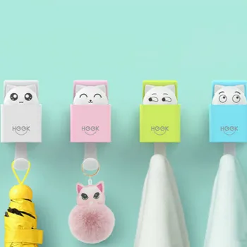 

New Fashion Cat Self Adhesive Hook Hanger Bag Keys Cloth Sticky Holder Wall Door Hook