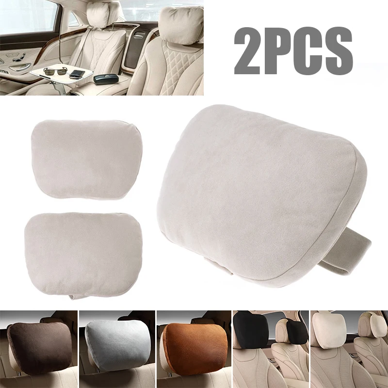 2pcs Car Headrest Maybach Design S Class Ultra Soft Pillow Suede Fabric