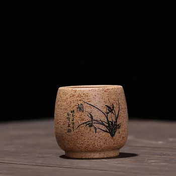 

Yixing Purple Clay "Bamboo" Teacups 100ml Natural Ore Hand Made Tea Cups Yi Xing China Drinkware Heat Resistant Tea Bowl