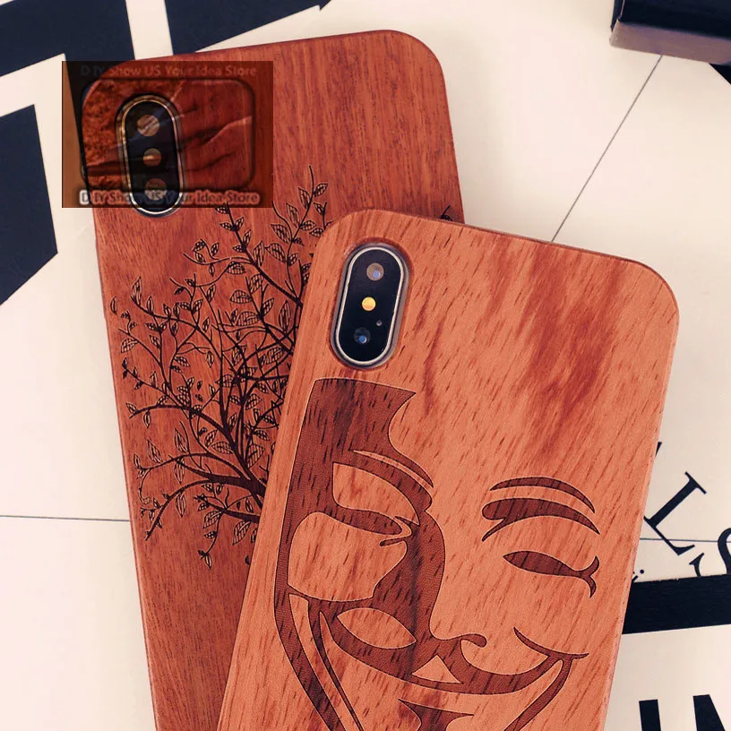 Protective Cover Natural Wood Carved Phone Fitted Case TPU for iPhone XS Max (26)