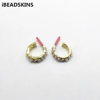 

New arrival! 24x24mm Zinc alloy imitation pearl C-shape earrings studs for Earrings parts,Accessories,hand Made Jewelry DIY