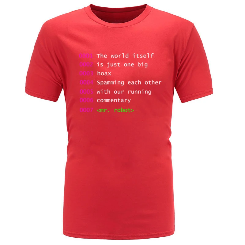 Men Hip Hop Custom Tops T Shirt Crew Neck Thanksgiving Day Cotton T-Shirt Custom Short Sleeve Mr_Robot_Quote__8818 Tops T Shirt Mr_Robot_Quote__8818 red