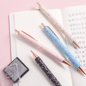 

1Pcs Ballpoint Pen Boutique 0.5mm Glitter Sequin Crystal Pen 4 Colors Optional Student Stationery Office Writing Pen