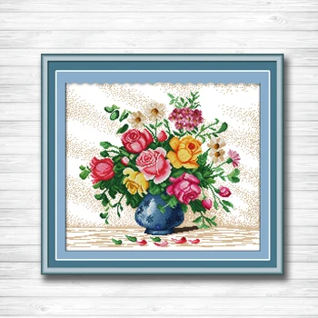 

Beautiful flower vase diy Paintings dmc 14CT 11CT counted cross stitch Needlework Set Embroidery kits chinese cross stitch