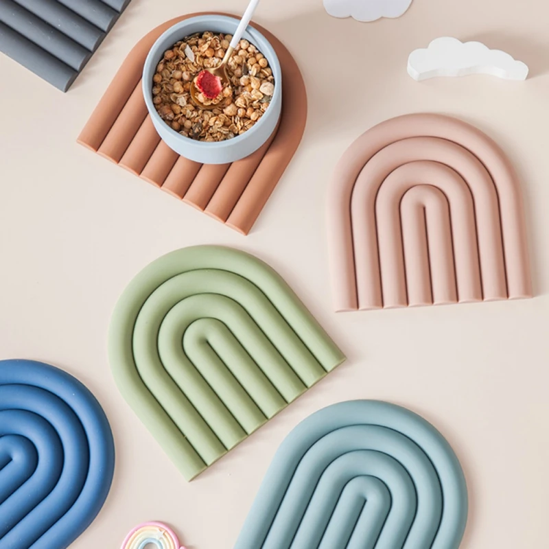 Rainbow Silicone Table Mat Coaster Hot Dishes Pot Holder Placemat Multipurpose Pot Holders For Kitchen Heat Resistant Pan Pads - Mats & Pads - AliExpress - 100 Items Every Beautiful Home Should Have