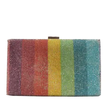 

Boutique De FGG Rhinestones Rainbow Purses and Handbags Women Luxury Evening Bags Crystal Clutch Party Dinner Bags