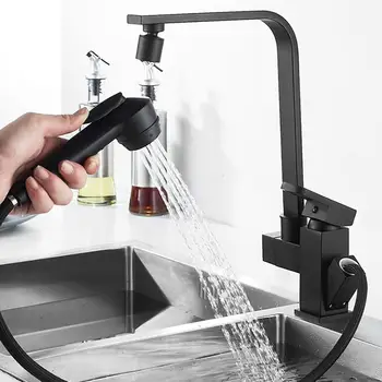 

Kitchen Faucet cold and hot water, black kitchen faucet, pull out faucet, 360 rotation, kitchen faucet