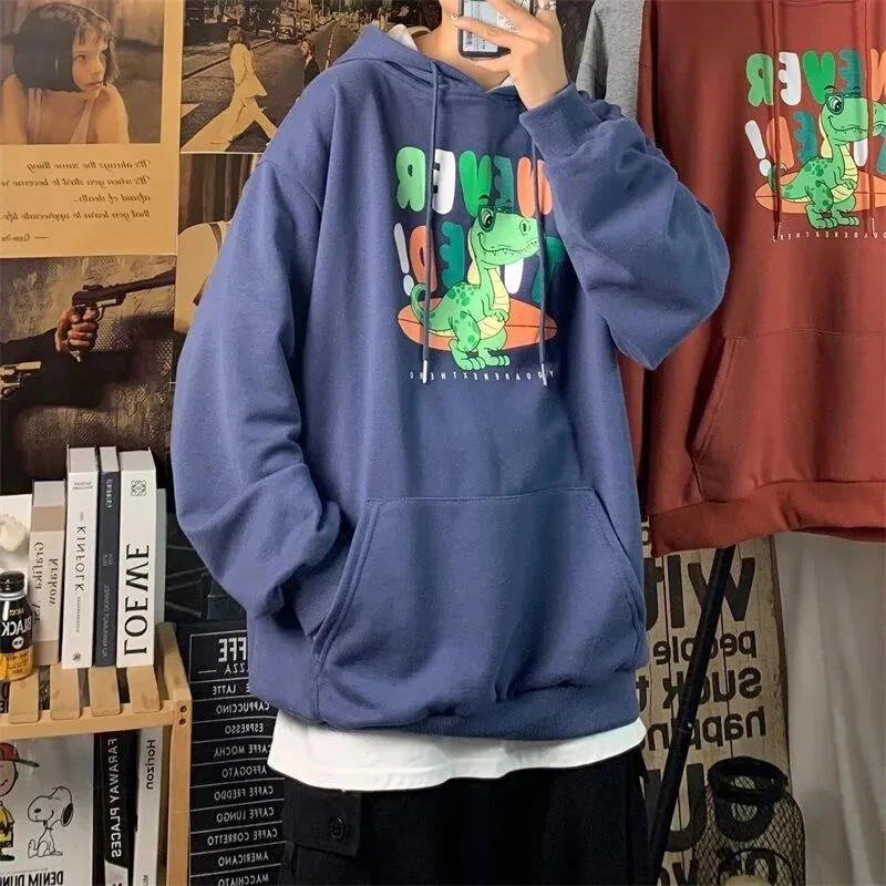 

New Harajuku Men Hoodies Big Size 5XL Cartoon Print Streetwear Thick Hip Pop Loose Sweatshirts Anime 2021 Autumn Boys Pullovers