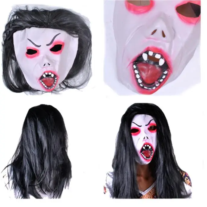 Хэллоуин страшные маски Косплэй страшный зомби латексная маска с волосами шлем для косплея на Хэллоуин костюм K923 - Цвет: AS Picture