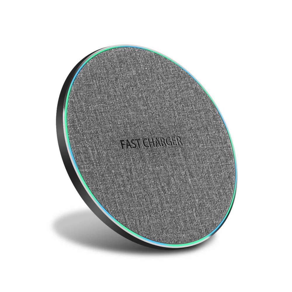 Canvas Gray Qi Беспроводное быстрое зарядное устройство для iPhone 11 Pro XS XR X 8 Airpods светодиодный светильник Быстрая зарядка для samsung S9 S10 - Тип штекера: Canvas Gray