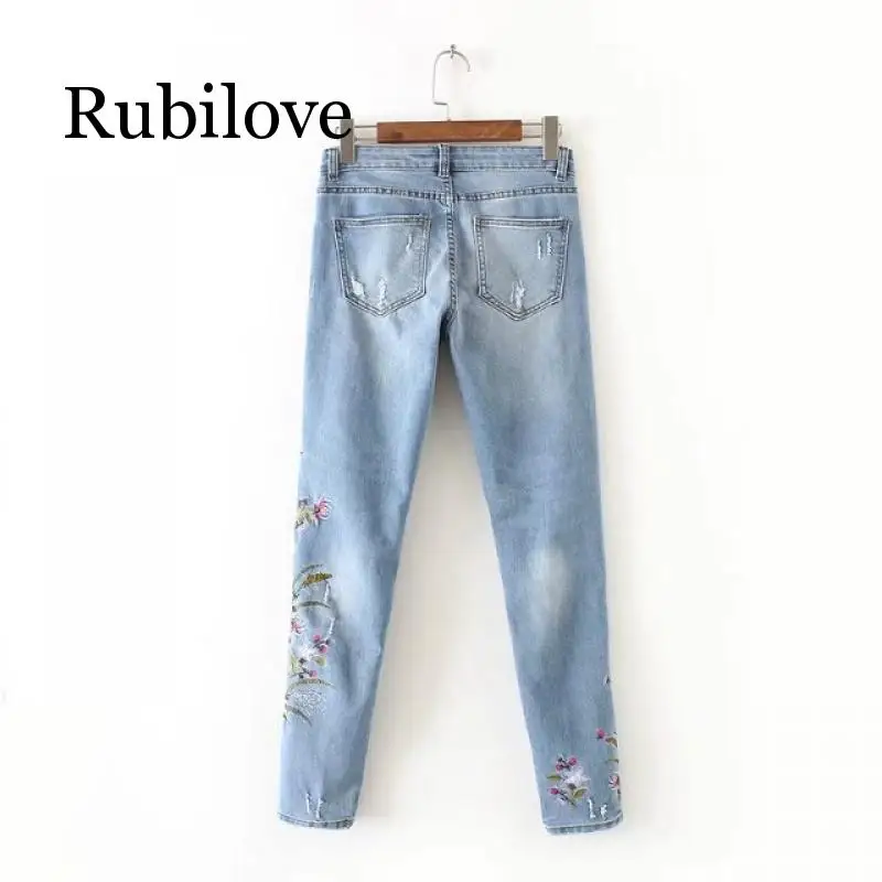 Rubilove/джинсы с вышивкой в европейском и американском стиле