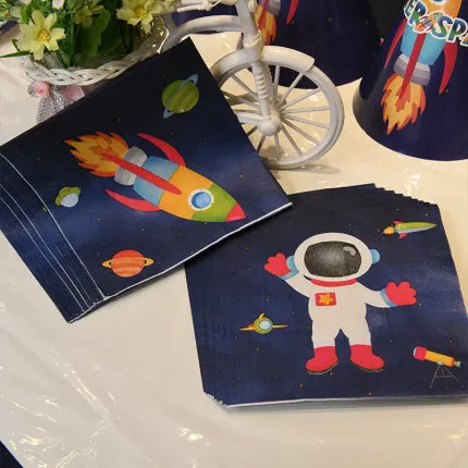 20pcs napkins 1 комплект вечерние одноразовые столовые приборы с космическим пространством и планетой для дня рождения, детские одноразовые бумажные тарелки, вечерние принадлежности для космонавта - Цвет: 20pcs napkins