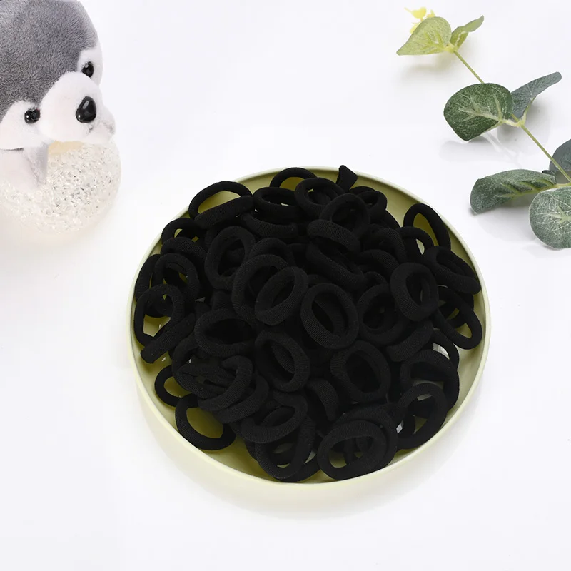 Solid black 50 шт./лот, Высококачественная эластичная резинка для волос для девочек, стильный бесшовный ободок для волос диаметром 2,5 см, резинка для волос, головной убор - Цвет: Solid black