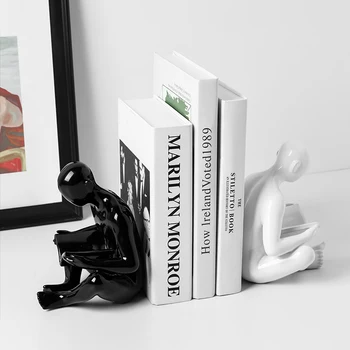 

Pottery Book Ends Abstract Collectible Office Decor Desktop Figurine Housewarming Gift Human Body Bookends Glaze Ceramic Modern